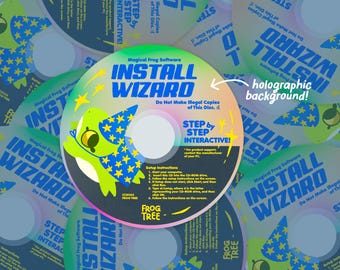 Adhesivo de vinilo holográfico troquelado Install Wizard de 3 pulgadas