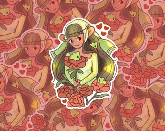 Autocollant en vinyle découpé 3" Frog Maiden - Saint-Valentin 2026