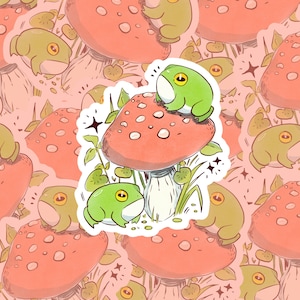 Adesivo in vinile fustellato opaco Spring Mushroom Froggies da 3".