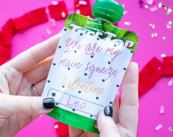 Printable Sauce Pouch Valentine, Main Squeeze Sticker DIY, Instant Download V-Day Cards, School Valentines, Unique Valentine For Preschool