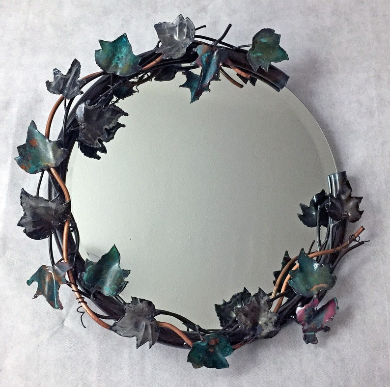 Steel and Copper round Vine Mirror Etsy