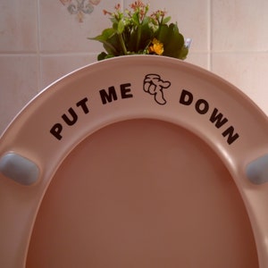 Fun 'Put Me Down' Funny Toilet Seat Sticker Bathroom Cute Wall Decal - Bathroom Accessory - Potty Training