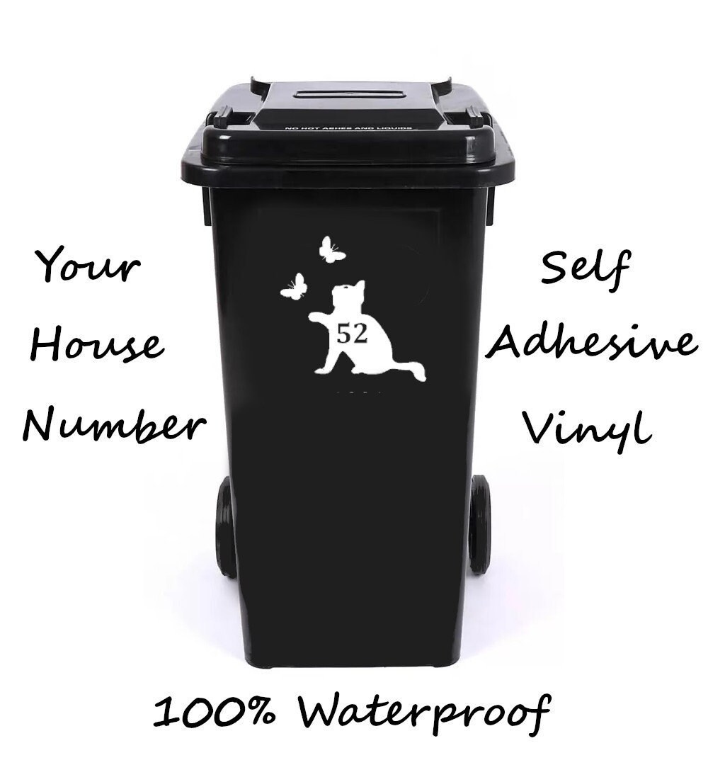 Pet Cat Custom Number Wheelie Bin/Recycling Box/House Number Etsy