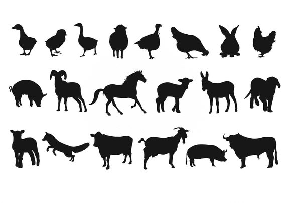 Pack of 20 Various Farm Animal Silhouette Stickers - Etsy Pack of 20 Various Farm Animal Silhouette Stickers - Etsy