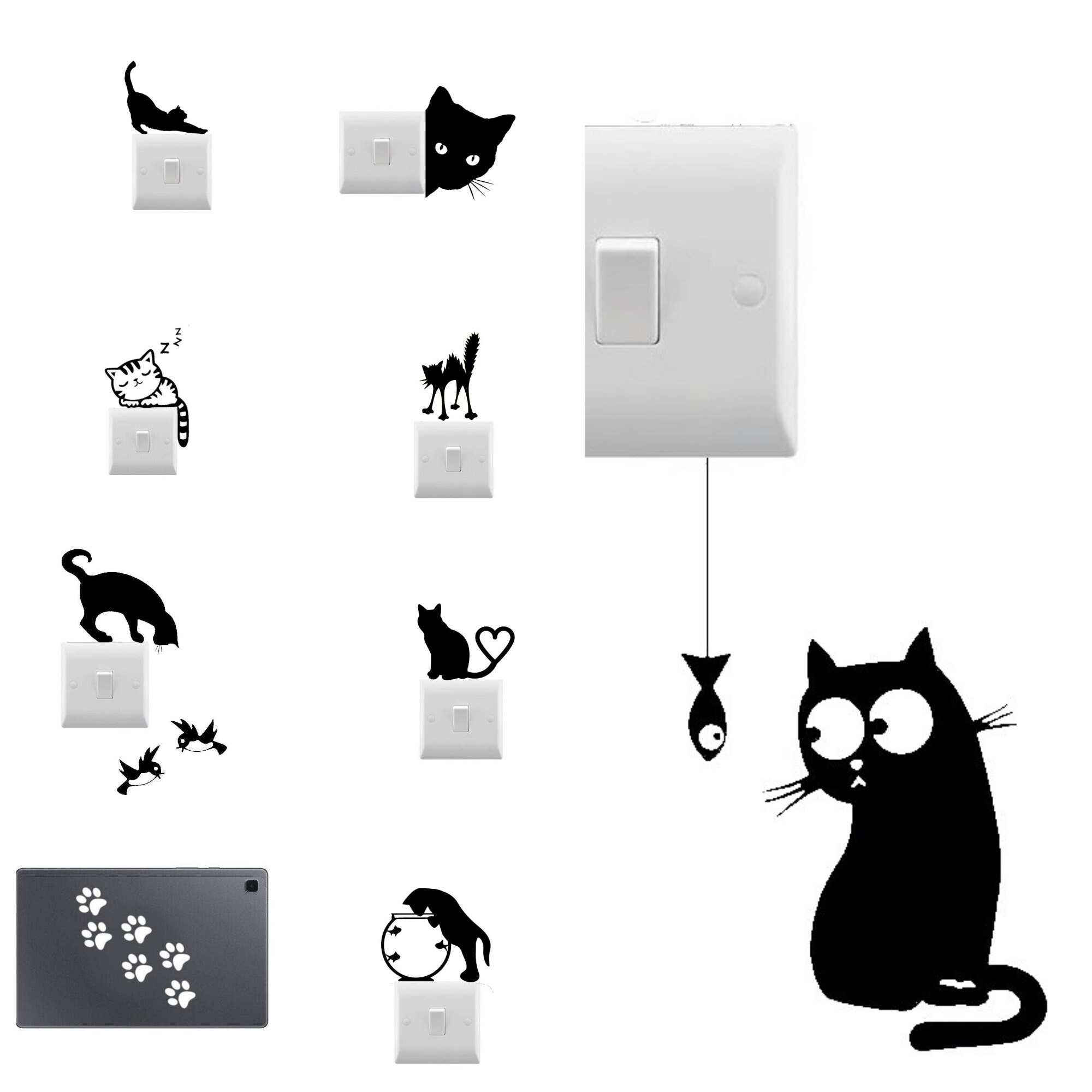 Selection of Cat Wall Decals Light Switch Stickers Small Etsy UK
