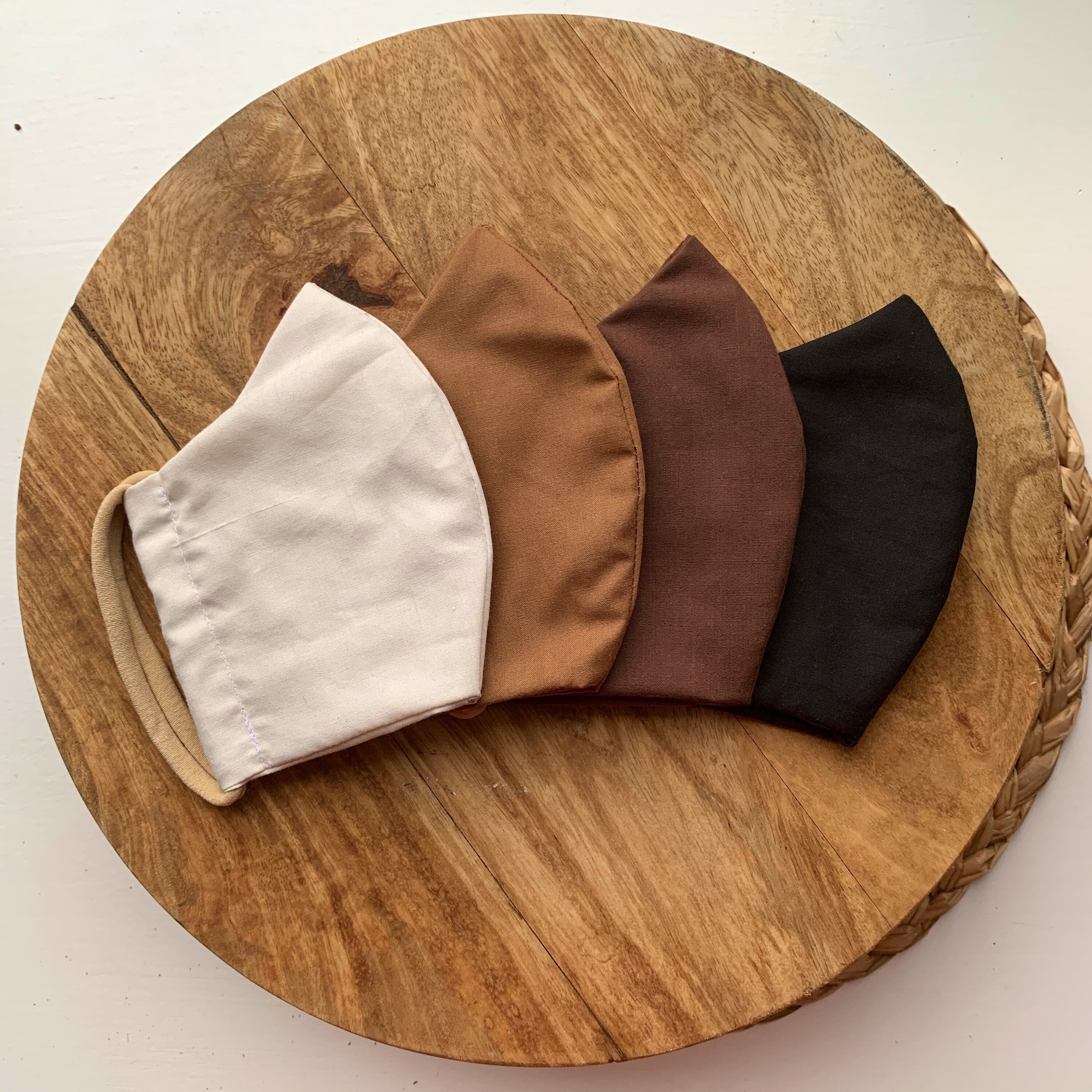 Bundle of (4) Cotton Face Masks with Nylon Ear Savers - Neutral / Ski…