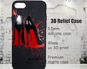 Christian Louboutin Luxury Designer Silicone Black Red Phone Case Cover for iPhone 6 7 8 X XS XR Max Plus Red Bottom High Heels 3D Relief