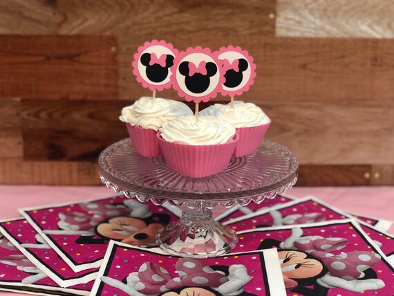 Minnie Mouse Theme Birthday Party Cupcake Toppers Etsy