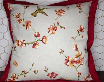 SALE Handmade floral and butterfly pillowcase 45x45