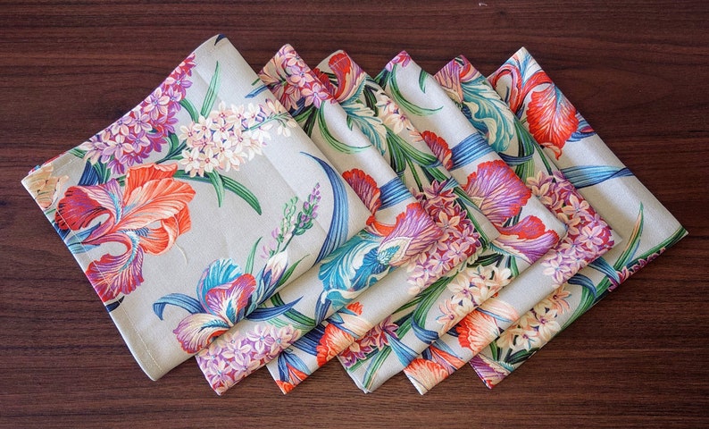Set of six floral napkins afbeelding 2