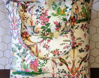 Tote bag la vie à la campagne toile de jouy