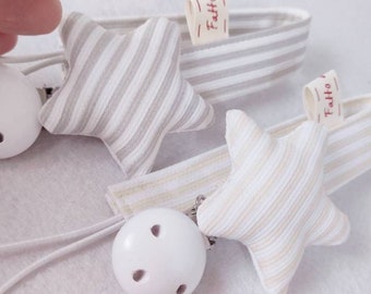 Catenella portaciuccio in tessuto stella per neonato personalizzabile con adattatore Mam
