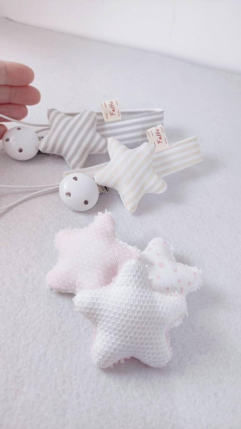 Catenella portaciuccio in tessuto stella per neonato personalizzabile con adattatore Mam immagine 2