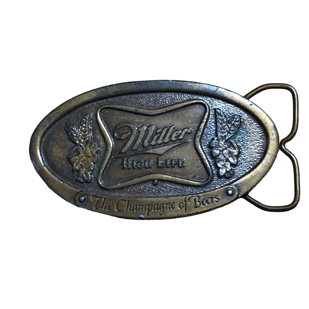 Vintage Belt Buckle Miller High Life the Champagne of Beers 1975 Bottle