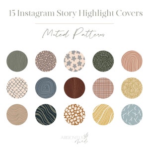 15 Instagram Highlight Covers Muted Patterns | Instagram Highlight Icons | Social Media Icons | Highlight Covers | Instagram Icons