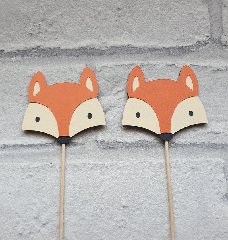 Fox Cupcake Toppers Themed Birthday Party Fox Baby Shower Etsy