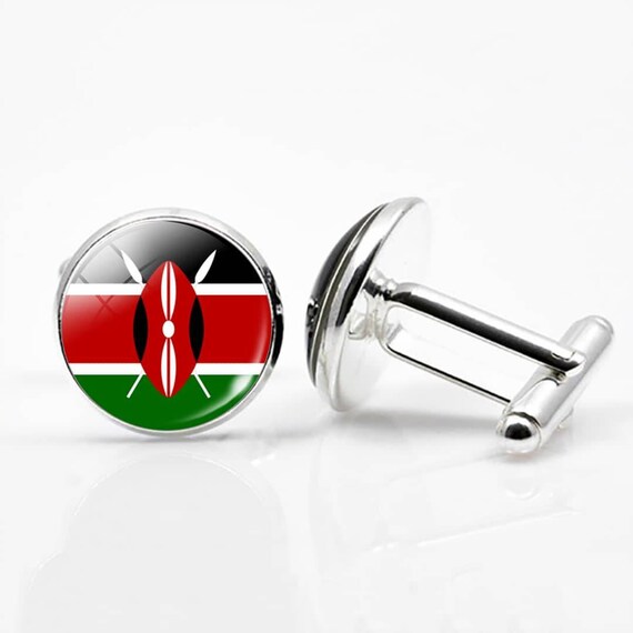 Kenya Flag Cufflinks / Wedding Cufflinks / Mens Cufflinks Etsy