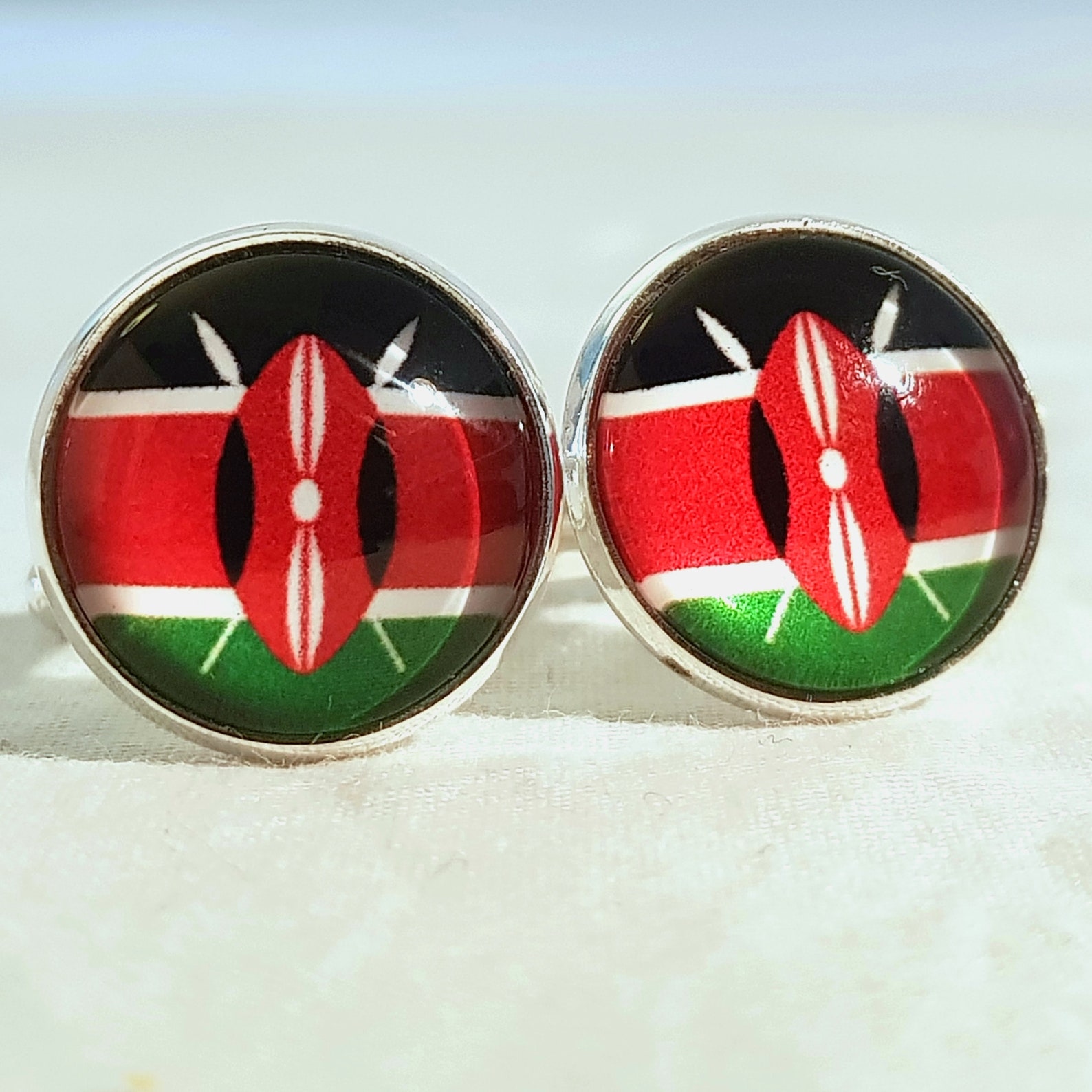 Kenya Flag Cufflinks / Wedding Cufflinks / Mens Cufflinks Etsy