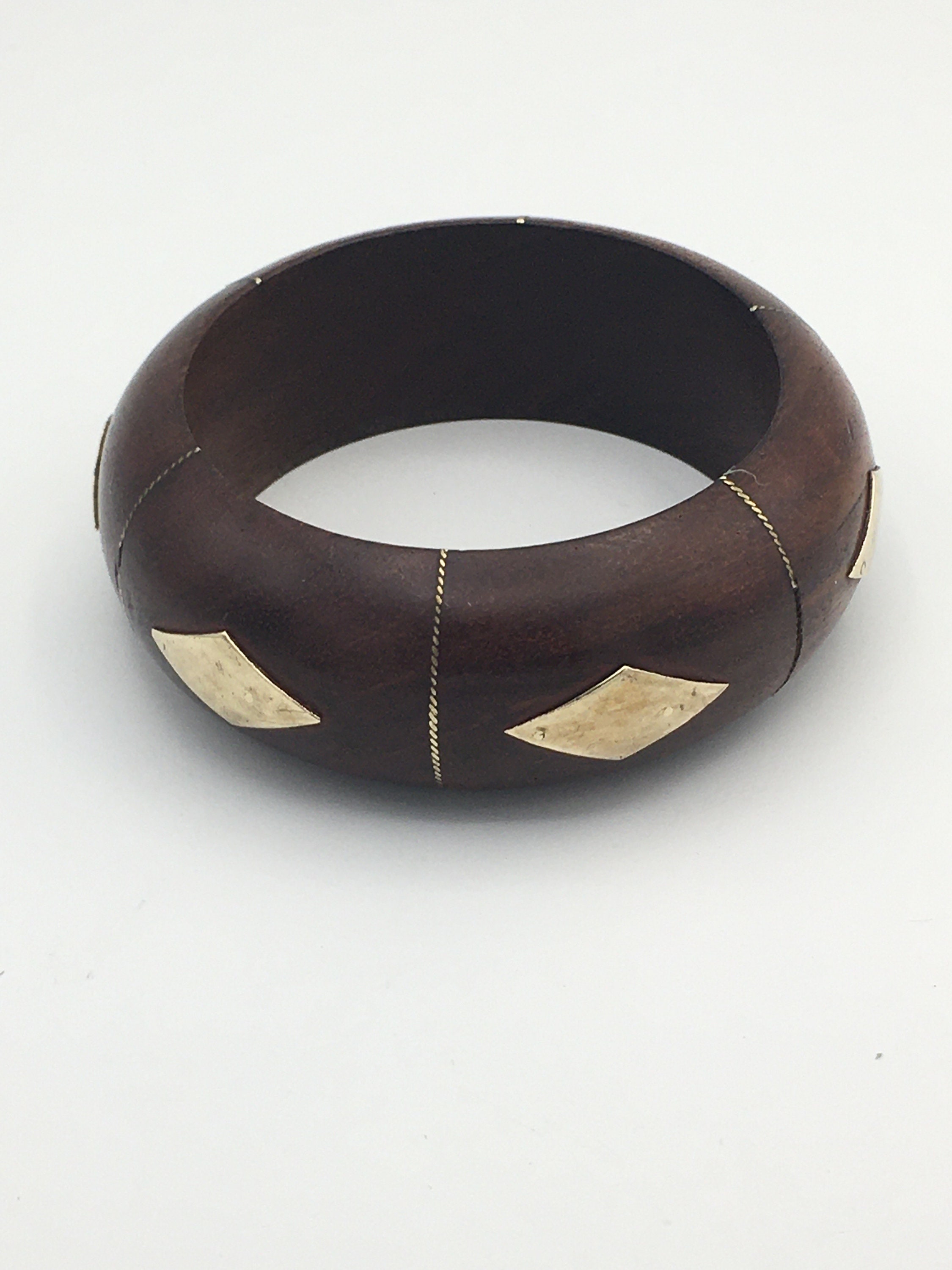 Wooden and Brass Wide Cuff Bangle Layer Bracelet - Etsy