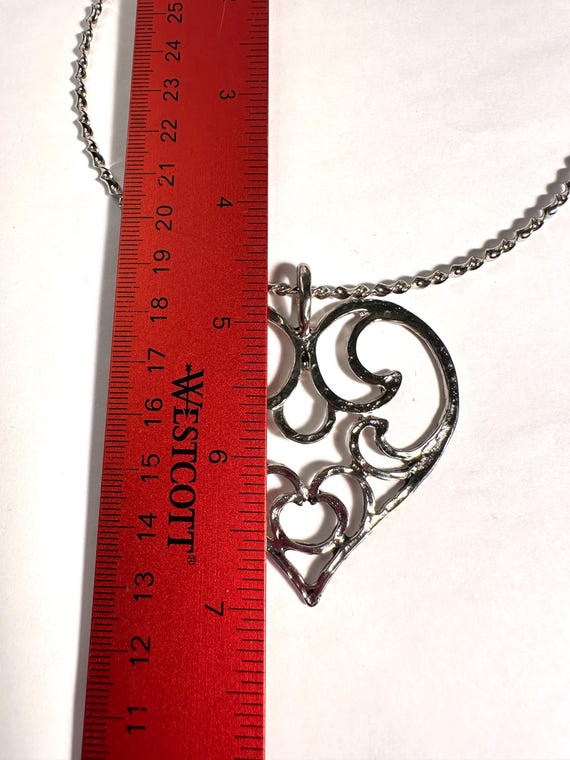 Jewelry Set:  Large 2 1/4" x 2" Silver Tone Scrol… - image 8