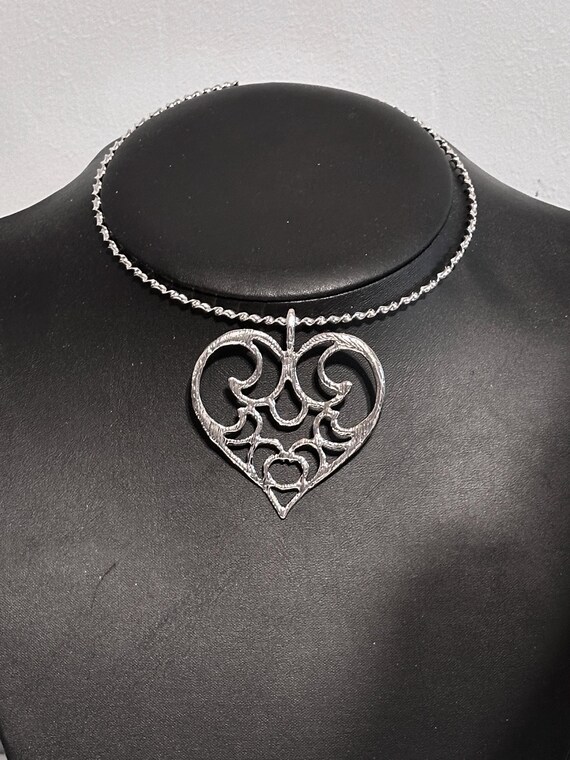 Jewelry Set:  Large 2 1/4" x 2" Silver Tone Scrol… - image 1