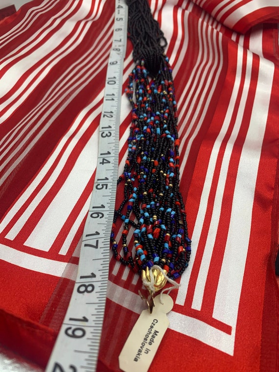 Czechoslovakia Black and Multi Color Multi Strand… - image 7