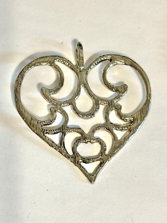 Jewelry Set:  Large 2 1/4" x 2" Silver Tone Scrol… - image 5