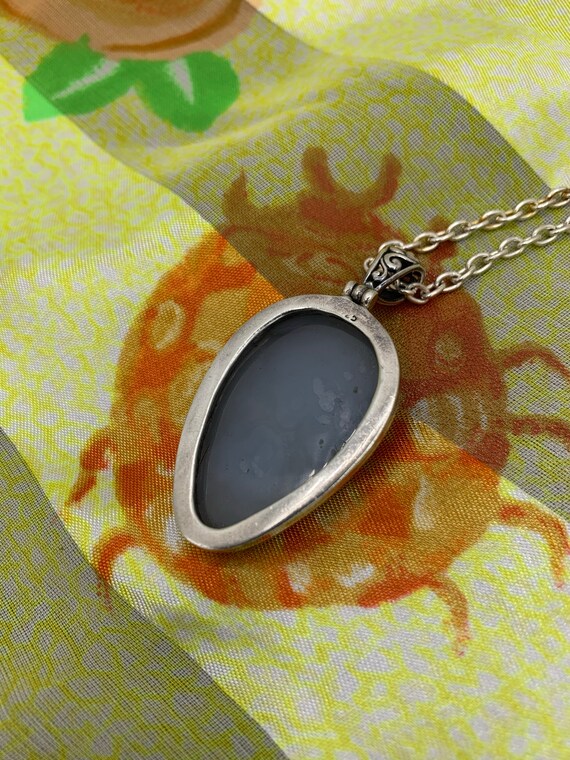 Druzy Quartz Pendant Large Beautiful Teardrop 925 - image 7