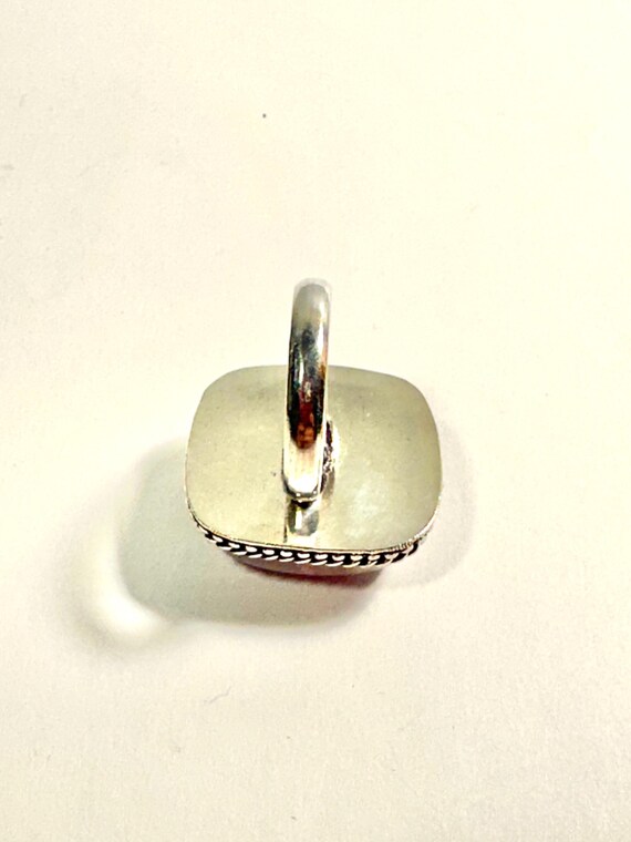 925 Silver 14 Gram Large Rectangular Pink Moonsto… - image 7