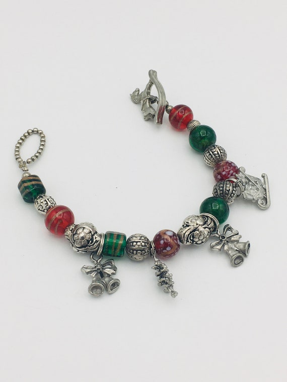 Bracelet, Danforth Pewter, Ladies 7" Christmas Br… - image 2