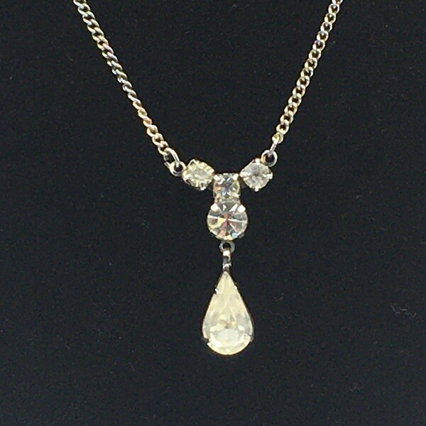 Necklace After Five CZ Round and Teardrop