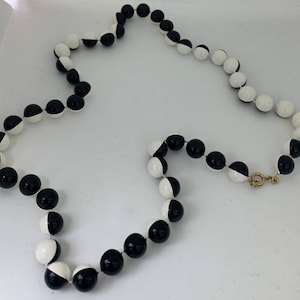 Necklace Antique Black and White Beads One Side Black One Side White