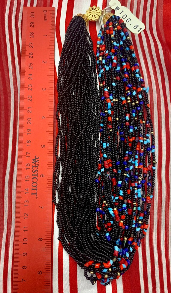 Czechoslovakia Black and Multi Color Multi Strand… - image 9