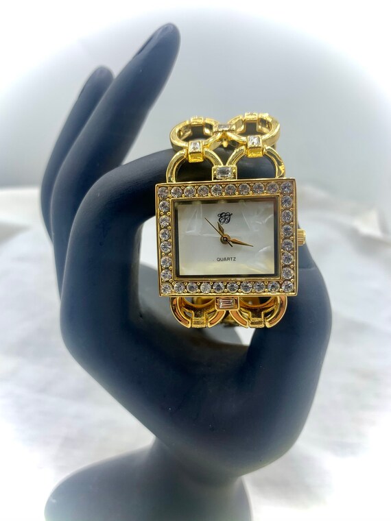 Elizabeth Taylor Watch Elegant MOP Rhinestone 198… - image 6