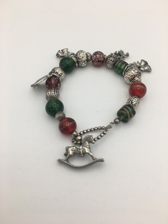 Bracelet, Danforth Pewter, Ladies 7" Christmas Br… - image 3