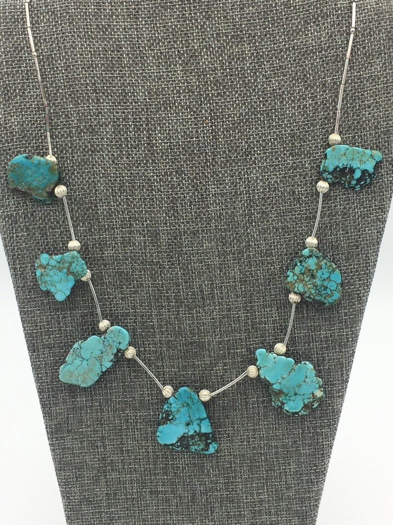 925 Marked Silver Turquoise Necklace - Etsy