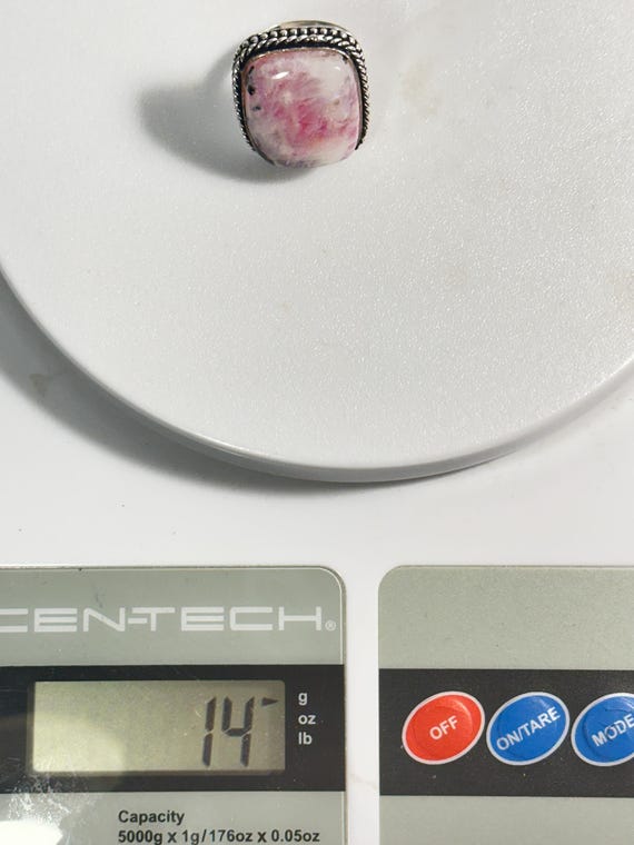 925 Silver 14 Gram Large Rectangular Pink Moonsto… - image 8