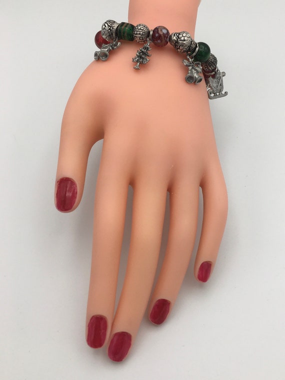 Bracelet, Danforth Pewter, Ladies 7" Christmas Br… - image 4