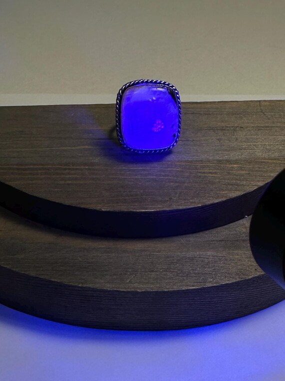 925 Silver 14 Gram Large Rectangular Pink Moonsto… - image 5