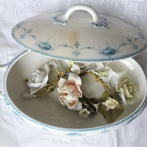 Antique Terrine decorated Floral Porcelain