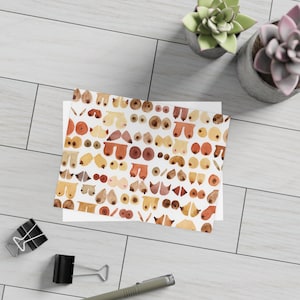 Boob Print One-Sided Post Cards + Envelope | 5x7 watercolor boob print cards with envelopes | boob stationery | breast cancer stationery