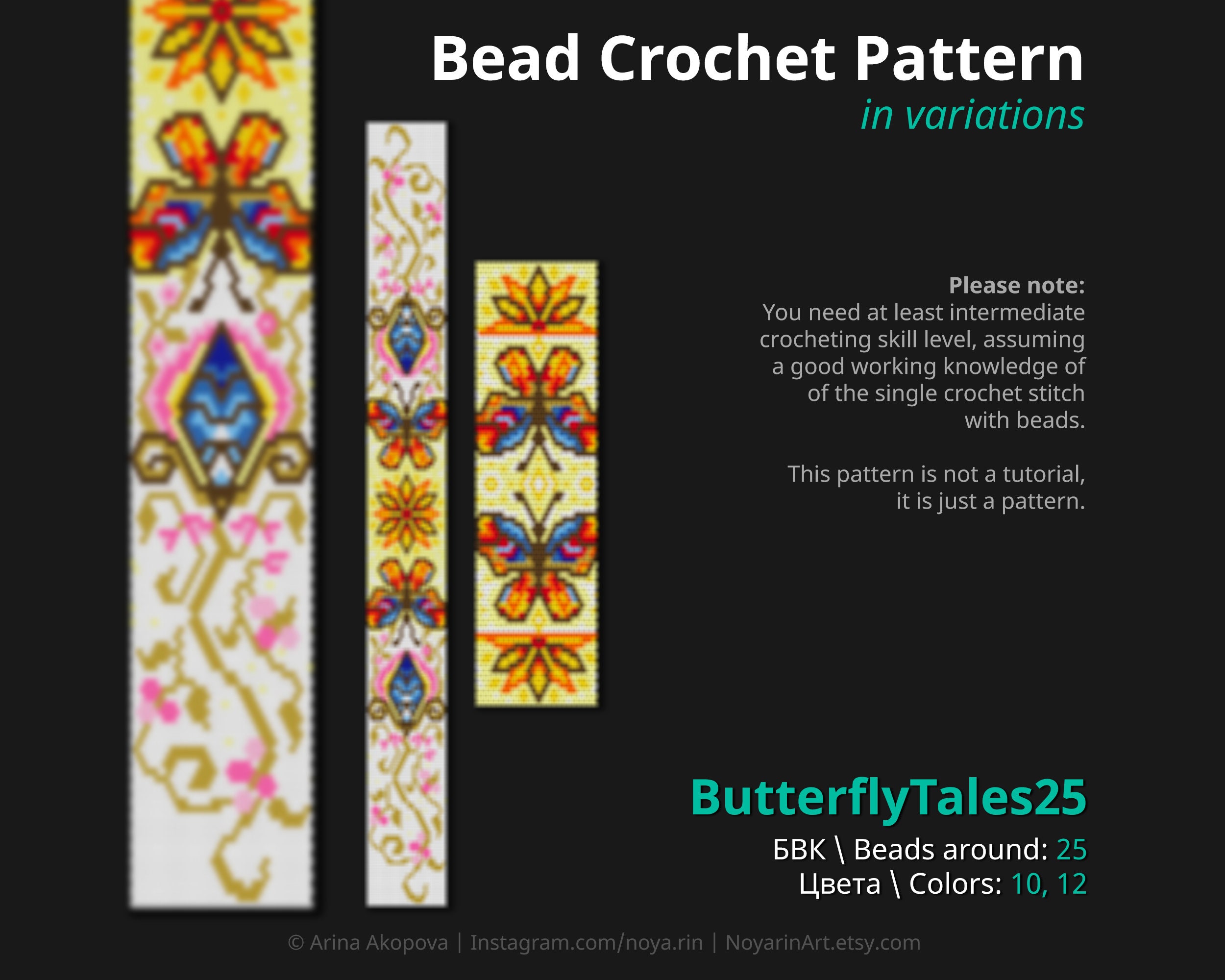 Diy Butterfly Bead Crochet Necklace Pdf Patterns For Jewelry Etsy