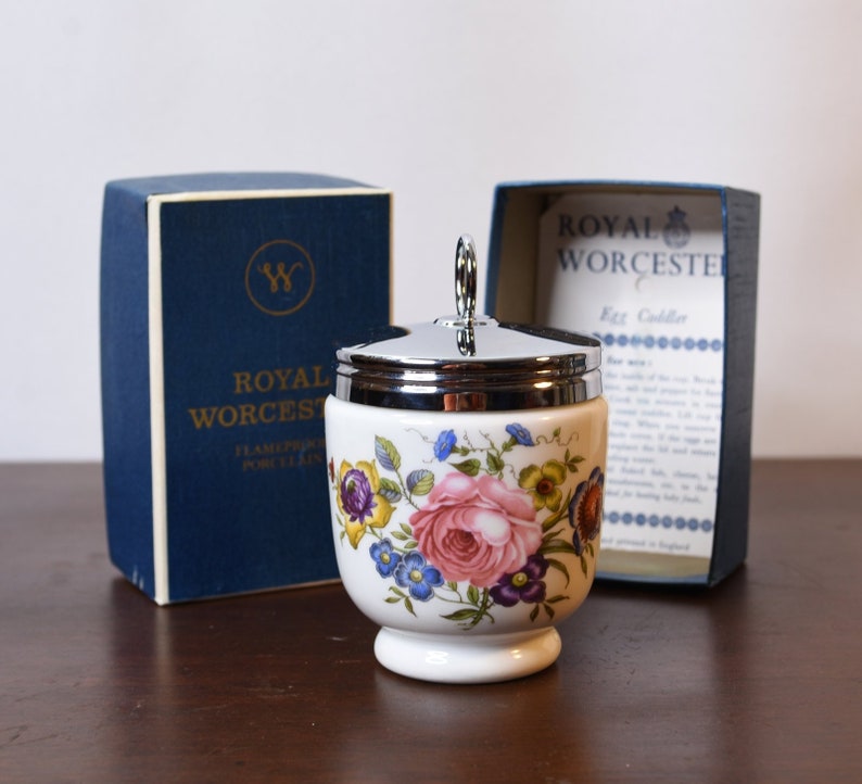 King Size Egg Coddler /& Lid Roanoke White by ROYAL WORCESTER NIB