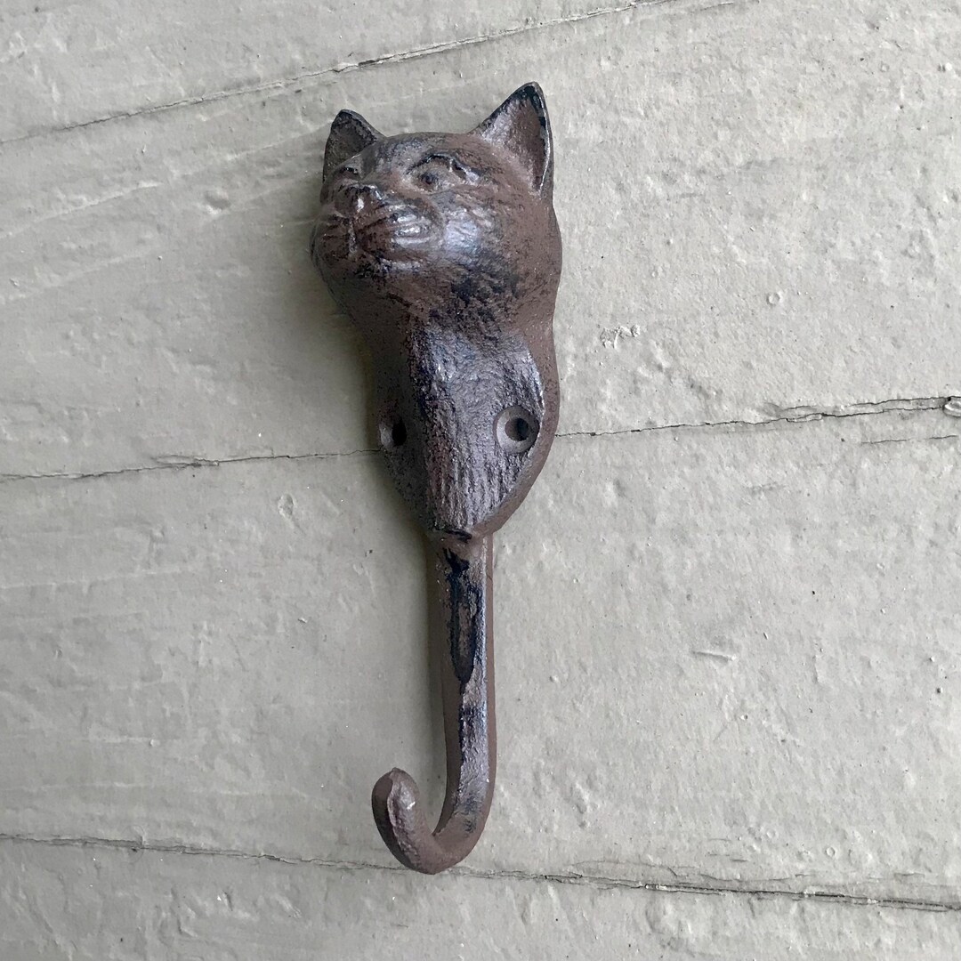 Vintage Metal Cat Wall Hook Hanging Hook Key Holder Cat Lover Feline