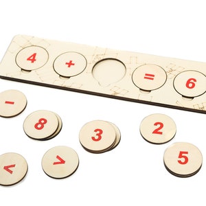 Wood math board kids, Learn addition and subtraction, Montessori math material, Wood math manipulative, Home School resource,Educational toy