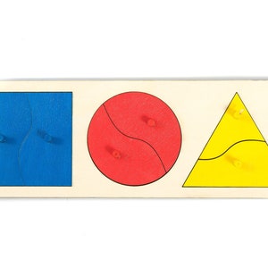 Puzzle de formas geométricas, Puzzle de figuras geométricas, Formas y colores básicos, Juguete educativo de madera, Material Montessori