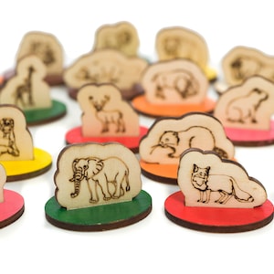 A set of 21 wooden animals, Montessori material, Natural Life science, Educational toy