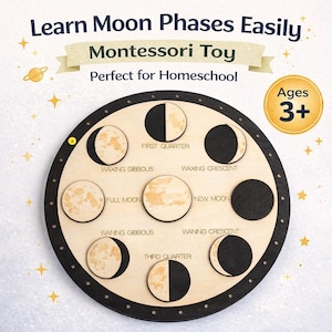 Puzzle in legno delle fasi lunari, giocattolo educativo Montessori, regalo a tema astronomia per bambini, materiale per l'istruzione domiciliare.