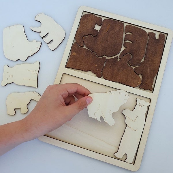 Symmetrie-Puzzle Bären/Pädagogisches Nistspielzeug/Montessori-Material