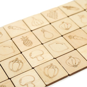 Gioco di memoria di frutta e verdura 36 pezzi, Gioco di carte abbinate, Giocattolo educativo in legno per bambini, Materiale didattico prescolare Montessori